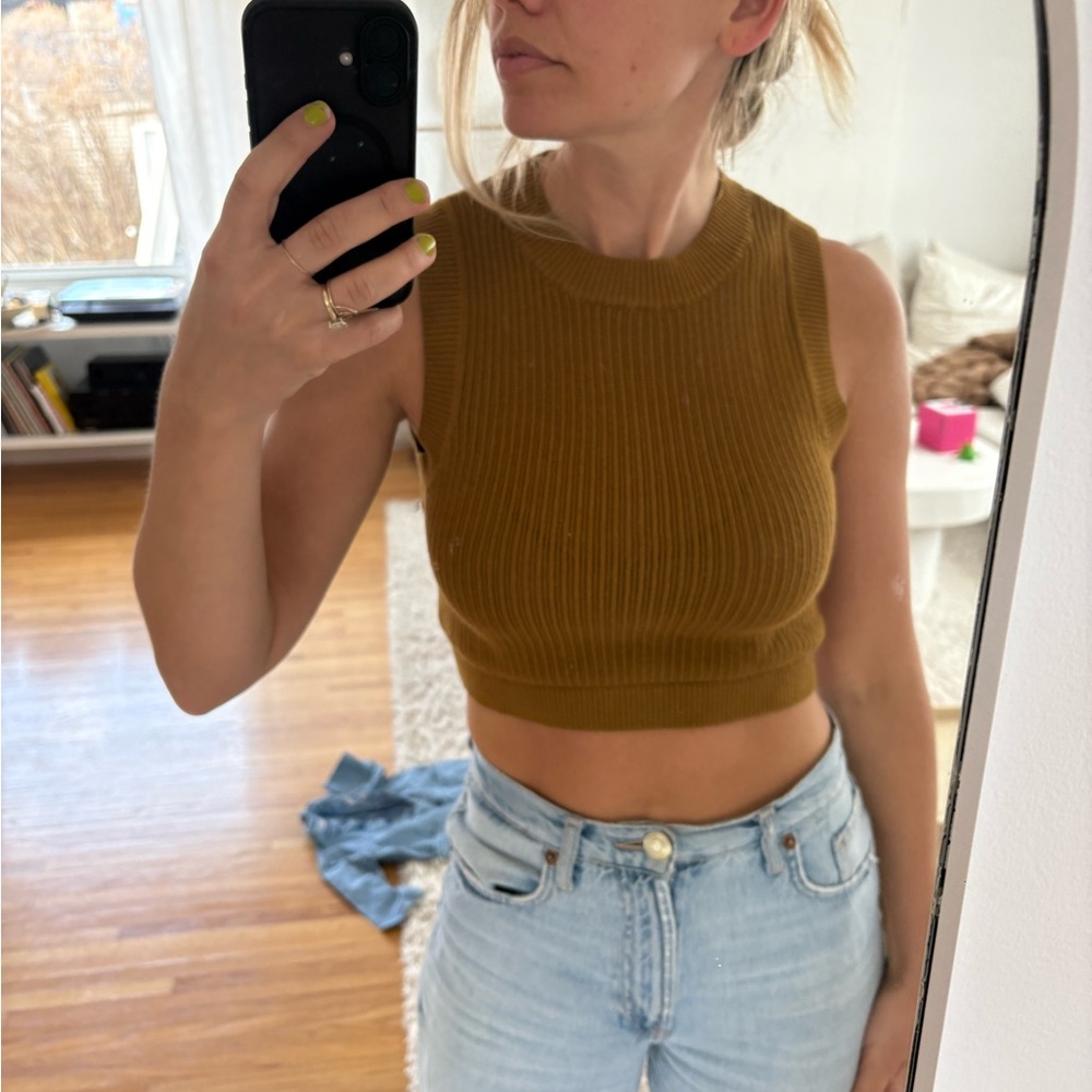 Mustard Knit Crop Tank